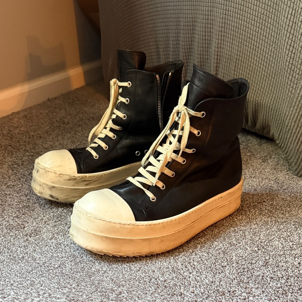 Rick Owens High Top Leather Sneakers